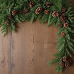 christmas decoration on wooden background, christmas background with fir branches, christmas background with fir branches and cones