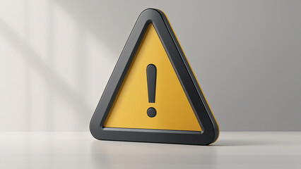 3D Warning Sign Icon – Yellow Triangle with Exclamation Mark