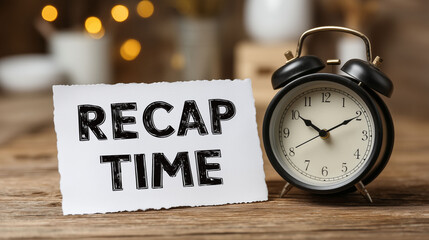 Recap time concept representing meeting summary daily reflection task review and organized schedule planning