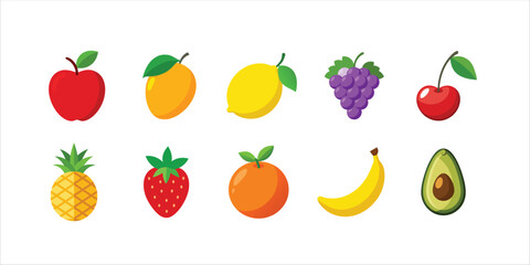 a bundle of fruits silhouette vector illustration on white background