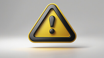 3D Warning Sign Icon – Yellow Triangle with Exclamation Mark