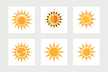    A set of sun icon vector art illustration.
