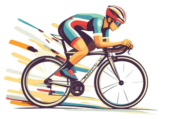 Fototapeta premium Racing cyclist illustration on a clear transparent background layout