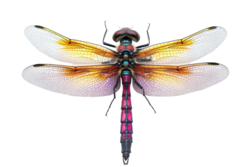 Realistic dragonfly image to enhance nature or science visuals with transparent PNG clarity