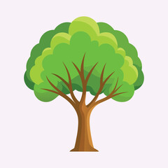 Illustration of a cartoonish tree with lush green leaves and brown trunk