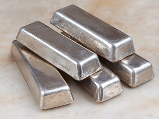 Stack of Refined Nickel Bars on a Stone Surface