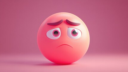 Sad emoji.  A round, pink emoji with furrowed brows and teary eyes