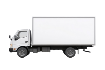 Delivery white van or truck with empty side perfect for adding your company logo or message