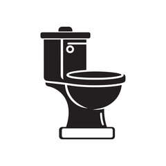Toilet Silhouette Vector Illustration, Solid White Background.