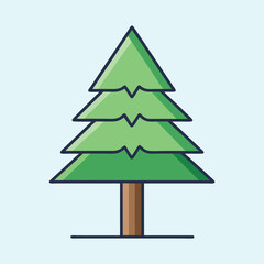 Minimalist Cartoon Christmas Tree Icon with Three Green Triangular Sections