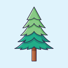 Stylized Christmas Tree with Green Branches and a Brown Trunk Illustration