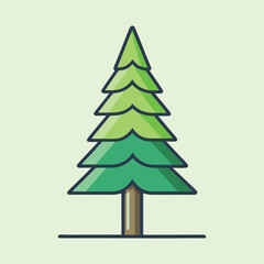 A Cute and Minimalist Evergreen Tree Illustration with Soft Green Backdrop
