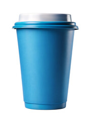 blue plastic coffee cup isolated on white background