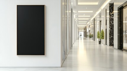 Fototapeta premium Blank advertising panel in a modern hallway