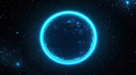 Celestial Orb: Glowing Planet in Cosmic Dark