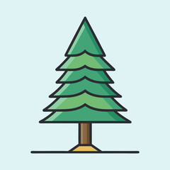 Stylized Pine Tree Illustration on Light Blue Background with a Classic Design