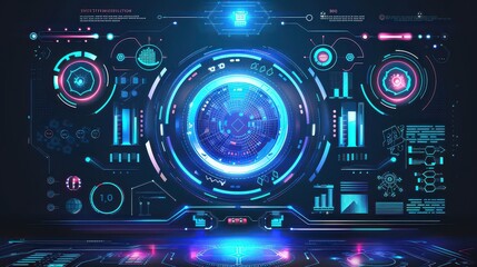 Big data processing concept with futuristic digital interfaces