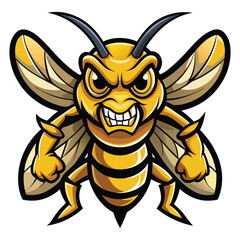 Yellow angry Hornet Mascot isolated on white background