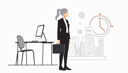 Fototapeta premium Businesswoman managing time in modern office, productivity enhancement