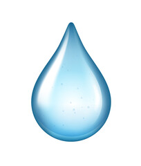 Bright clear water drop isolated on transparent background	
