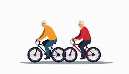 Obraz premium Elderly couple cycling joyfully together, vibrant companionship