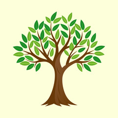 Fototapeta premium Stylized Tree Vector Illustration with Green Leaves and Brown Trunk Design