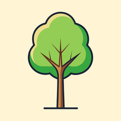 Isolated Vector Illustration of a Tree with Thick Black Outline and Fill