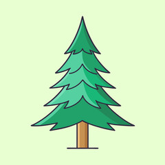 Stylized Christmas Tree Illustration with Green Canopy and Brown Trunk Design