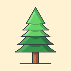 Simple and Cute Christmas Tree Illustration on a Light Yellow Background