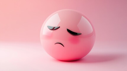 Fototapeta premium Sad emoji on a pink background