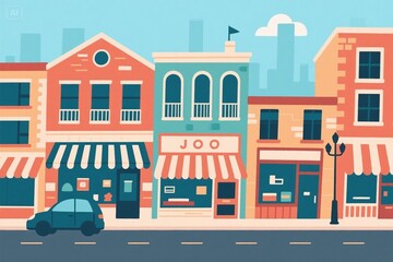 Fototapeta premium Street of shop buildings background vector illustration