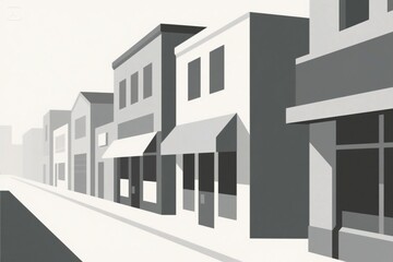Street of shop buildings background vector illustration