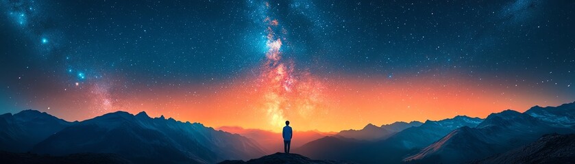Fototapeta premium A serene guided sleep meditation visualization where calming stars twinkle, promoting relaxation and peaceful dreams.