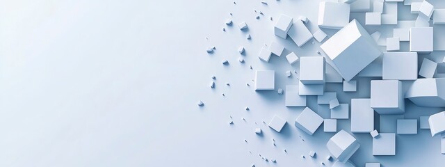 Abstract White Cubes: A Minimalist 3D Composition