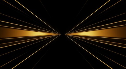 Abstract Gold Lines on Black Background