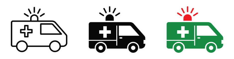 ambulance sign icon. emergency vehicle sign. ambulance car. ambulance truck. healthcare transportation symbol. rescue ambulance. medical car. vector illustration on transparent background © Solayman