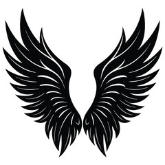 Obraz premium Silhouette of black wings on white background