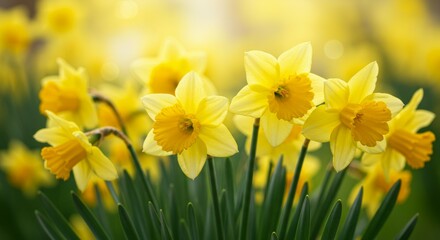 Yellow Daffodil Flower Field