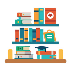 vector illustration of a bookshelf icon on white background © TawhidulIslam