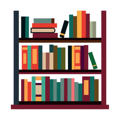 bookshelf with books icon on white background