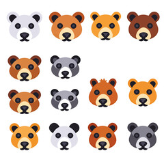 Obraz premium Cute_Cartoon_Bear_Faces_Collection_Adorable_Bear_Illustrations_in_Various_Colors_and_Styles_Perfect_for_Kids_Designs_and_Animal_Themed_Projects