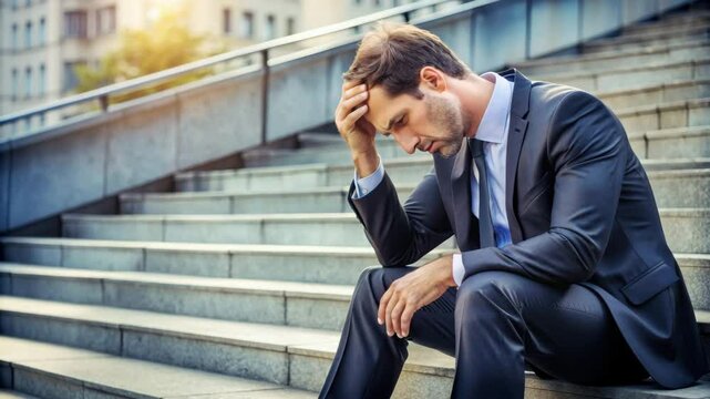 business executive is sad because of getting very low salary	
