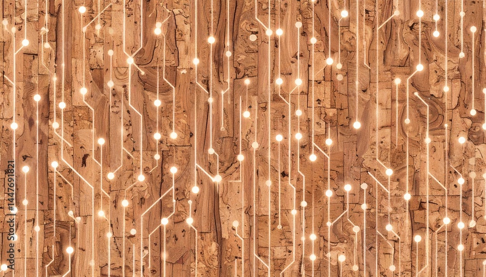 Aufkleber abstract brown cork texture with glowing circuit pattern