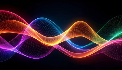 Abstract Colorful Waves In Dark Background