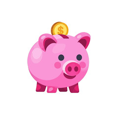 Pink Piggy Bank Illustration_Saving Money Tips_Financial Planning Guide_Easy Savings Strategies_Budgeting and Investment_Cartoon Pig Icon for Finance and Kids Education_Digital Art for Savings