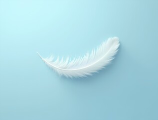 Obraz premium White Feather with Black Pattern on Blue Background, soft plume of wildlife animal