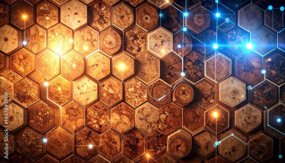 Poster abstract geometric pattern background with luminous lights and connections