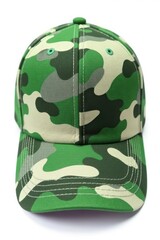 Army green camouflage baseball cap, isolated on white background , travel, concealment