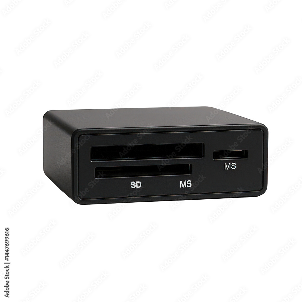 Poster compact black multi-format memory card reader offering high-speed data transfer for various digital 