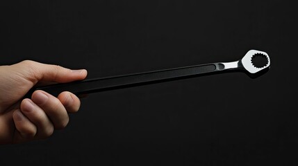 Fototapeta premium Wrench in Hand on Black Background